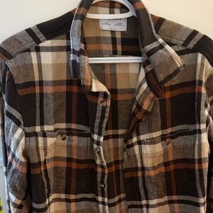 Old Navy Brown, Tan & Cream Plaid Button-Down Shirt
